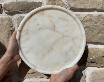 Natural Honey Marble Tray – Decorative Vanity & Coffee Table Display