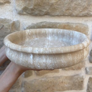 Handcrafted Travertine Bowl – Natural Stone Decorative Bowl – Minimalist Marble Centerpiece - Marble Bowl - Handmade Marble Bowl
