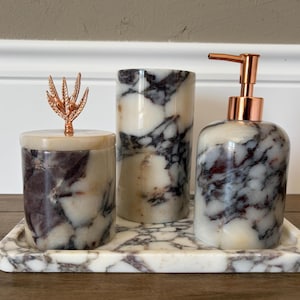 Calacatta Viola Marble Bathroom Set – 4 Piece Handmade Marble Set