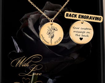 Bijoux personnalisés Collier fleur de naissance Collier fleur de naissance Cadeau fête des mères pour grand-mère, Cadeau pour maman, Cadeau d'anniversaire, Cadeau de demoiselle d'honneur
