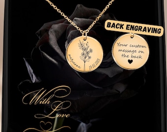 Bijoux personnalisés Collier fleur de naissance Collier fleur de naissance Cadeau fête des mères pour grand-mère, Cadeau pour maman, Cadeau d'anniversaire, Cadeau de demoiselle d'honneur