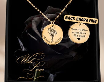 Bijoux de janvier personnalisés, collier fleur de naissance, pendentif fleur de naissance, cadeau fête des mères pour grand-mère, cadeau pour maman, cadeau de demoiselle d'honneur