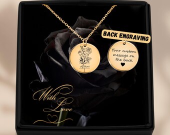 Bijoux de juin personnalisés, collier fleur de naissance, pendentif fleur de naissance, cadeau fête des mères pour grand-mère, cadeau pour maman, cadeau de demoiselle d'honneur