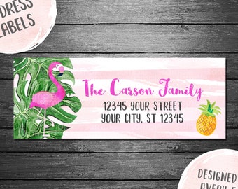 Flamingo Address Labels, Printable, Digital File, Pineapple Address Labels, for Avery 5160