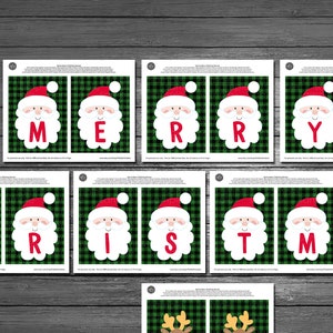 Santa Merry Christmas Banner, Christmas Buffalo Plaid Banner, Buffalo Plaid, Holiday Banner, Classroom Decor, INSTANT DOWNLOAD