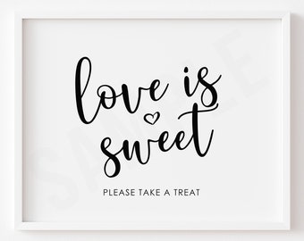 Liefde is zoet | Neem alsjeblieft iets lekkers | Desserttafelbord | Bruiloft desserttafel | Bruidsdouche | DIRECTE DOWNLOAD