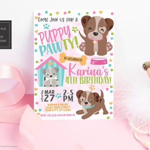 Puppy Party Birthday Invitation, Pawty Party Invitation, Dog Adoption Party, Digital Printable or Printed Invitations