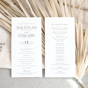 Classic Wedding Program, Elegant Wedding Program Printable, Personalized Wedding Program, Digital File, We personalize it for you!