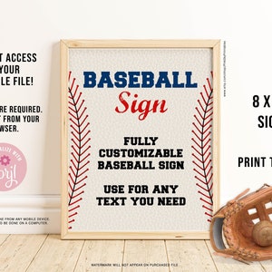 EDITABLE Baseball Sign, Digital File, Baseball Party Sign, Baseball Birthday, Completely Customizable, Printable, INSTANT DOWNLOAD