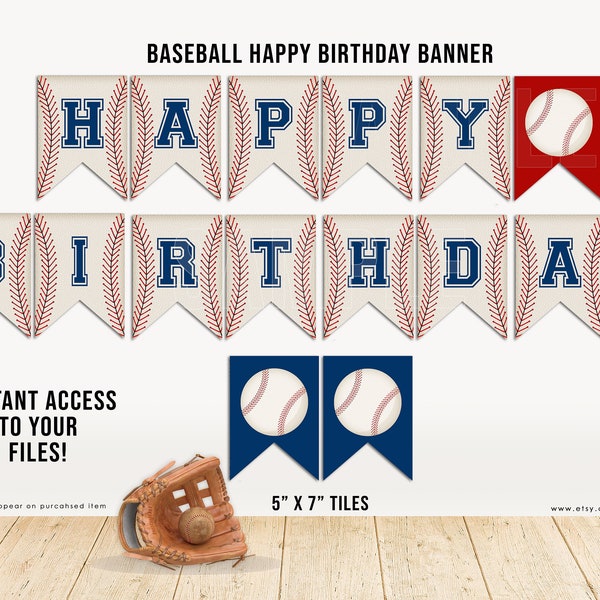 Baseball Happy Birthday Banner, SOFORTIGER DOWNLOAD, Baseball Banner, Sport Banner, Happy Birthday Banner, Baseball Banner, All Stars Geburtstag