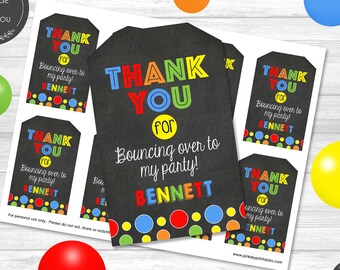 Bounce House Thank You Tags, Bounce House Favor Tags, Jumping Birthday Tags, Jump Party, Chalkboard Thank You Tags, Printable File