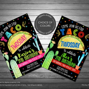 Taco Twosday Birthday Invitations, Printable or Printed Invitations, Boy or Girl, Mexican Fiesta, Taco Tuesday, Cactus, Mexican Birthday