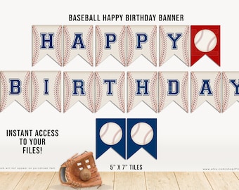 Baseball Happy Birthday Banner, INSTANT DOWNLOAD, Baseball Banner, Sports Banner, Happy Birthday Banner, Baseball Banner, All Stars Birthday