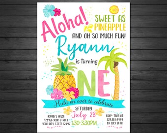 Luau Birthday Party Invitation, Pineapple Birthday Invitation, Aloha Invitation, Hawaiian Invitation, Hot Pink Luau, Printable File