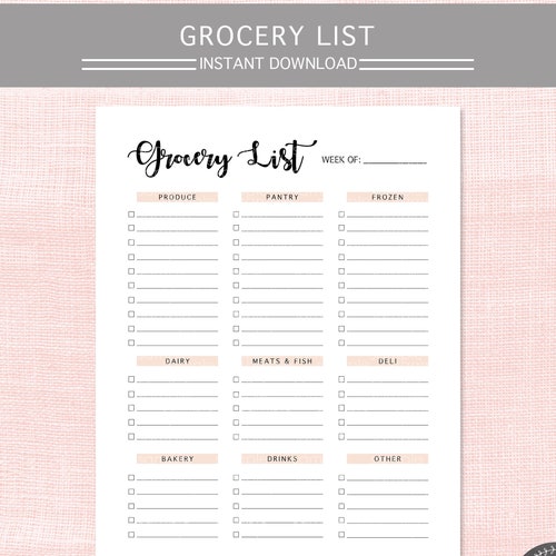 Grocery List Printable Home Organization Life Planner | Etsy