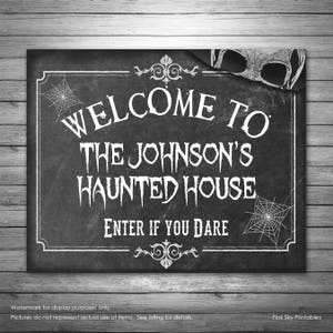 Halloween Party Welcome Sign, Digital File, Chalkboard Halloween Welcome Sign, Enter if you Dare, Personalized Halloween Sign, Scary