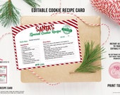 EDITABLE Santa's Cookie Recipe Card, Christmas Gift Cookie Recipe, DIY Christmas Gift, Santa's Recipe, Christmas Recipe Card, Print today!