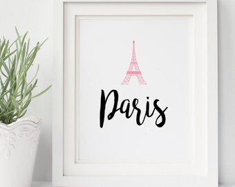 Paris Printable 8x10 Print, Instant Download, Eiffel Tower Print, Printable Paris Sign, Black and Gold, Paris Decor