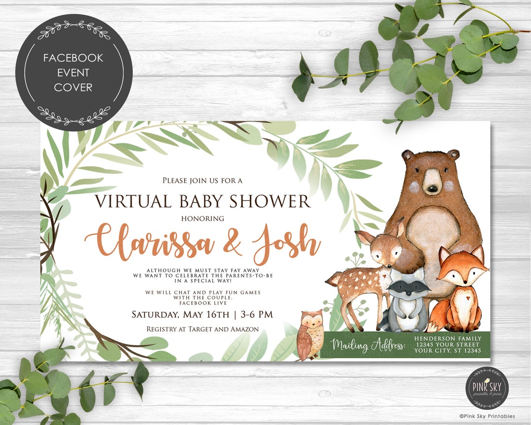 Facebook Baby Shower Event Invitation, Forest Animals Baby Shower