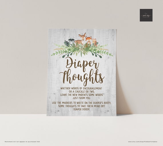 Woodland Diaper Thoughts Sign INSTANT DOWNLOAD Forest - Etsy