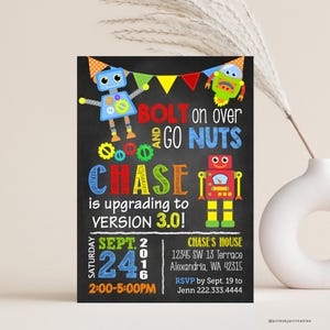 Robots Birthday Invitation, Printable or Printed Invitations ...