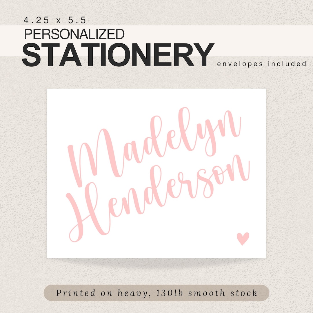Personalized Note Cards and Envelopes Set, Personalized Stationery ...