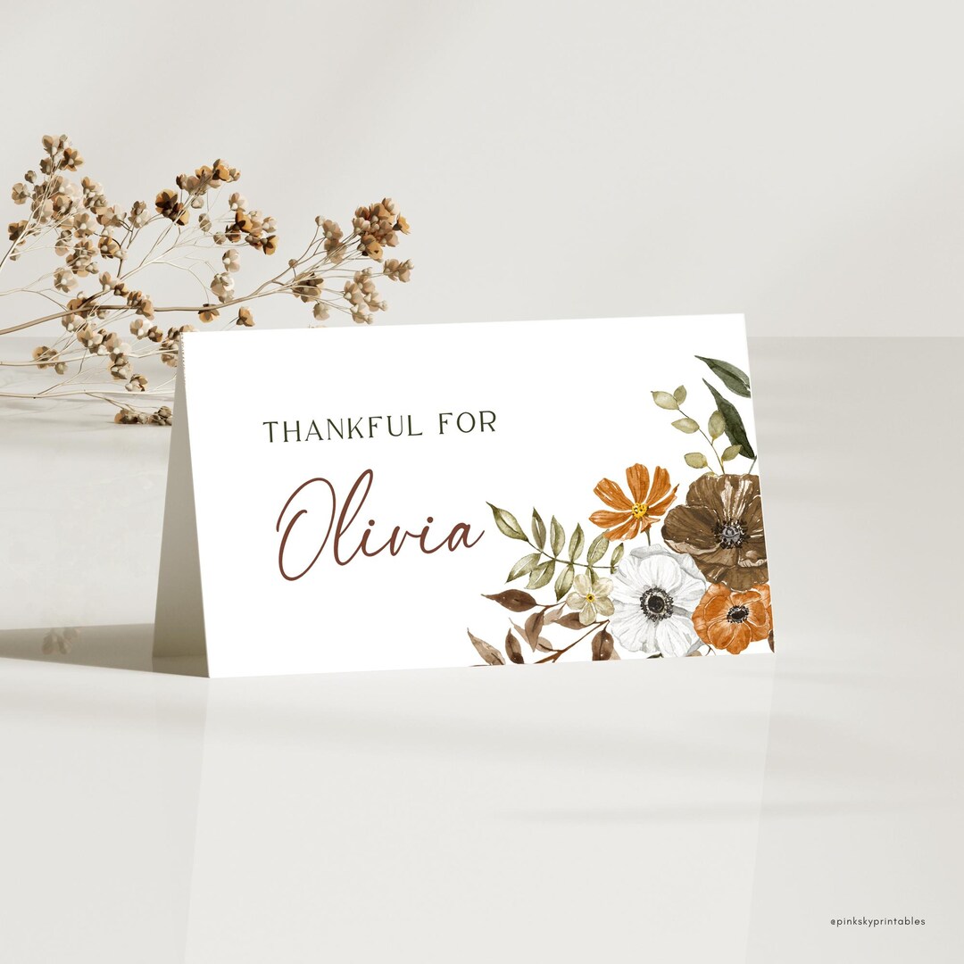 Thanksgiving Place Card Template, Printable Thanksgiving Food Card