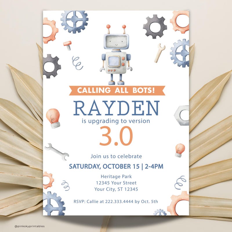 Robot Invitations - Etsy