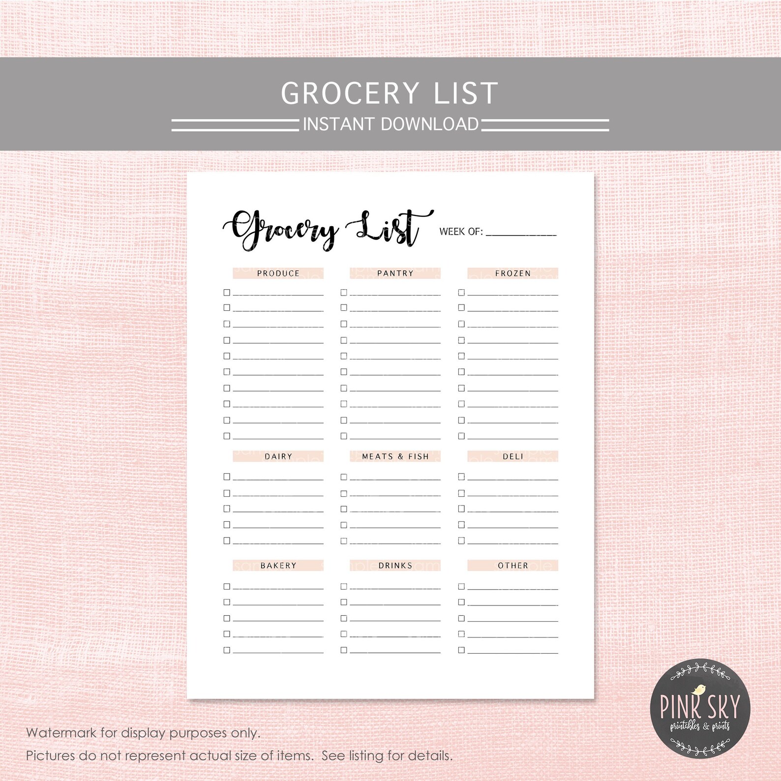 Grocery List Printable Home Organization Life Planner | Etsy