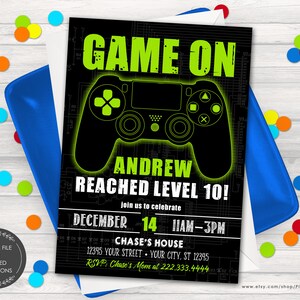 Gaming Birthday Invitation, Printable or Printed Invitations, Gamers Birthday Invitation, Video Game Party, Gamer Party