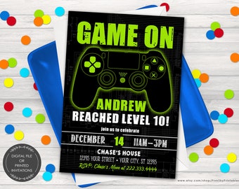 Gaming Birthday Invitation, Printable or Printed Invitations, Gamers Birthday Invitation, Video Game Party, Gamer Party