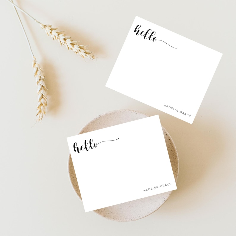 Hello Note Card Hello Note Cards and Envelopes Set, Personalized Stationery Cards ...