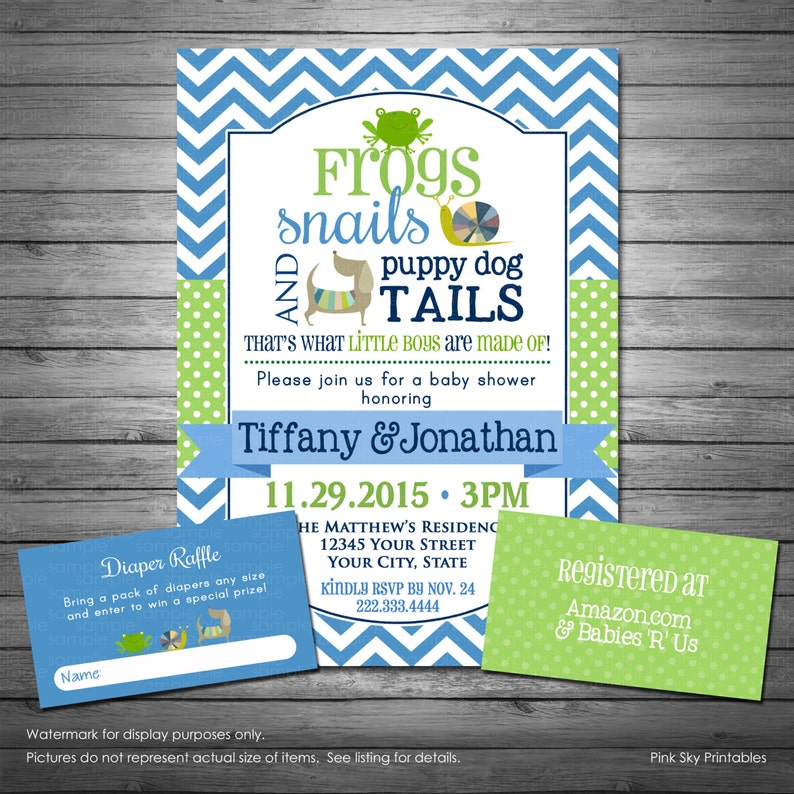 Frogs Snails and Puppy Dog Tails Baby Shower Invitation Etsy