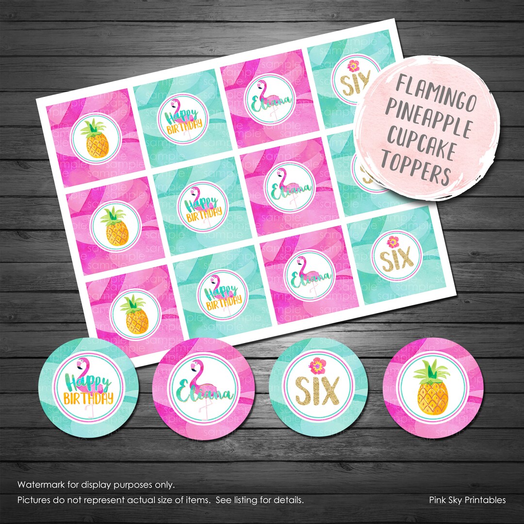 Flamingo Cupcake Toppers Printable Flamingo Cupcake Toppers - Etsy