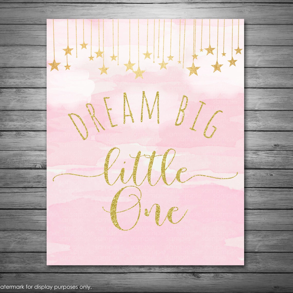 Dream Big Little One Printable Art Print Pink and Gold | Etsy