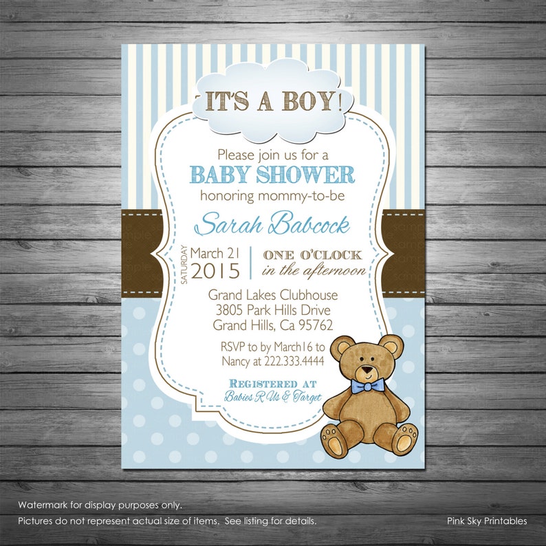 Boy Teddy Bear Baby Shower Invitation With Free Diaper Raffle Etsy Boy Teddy Bear Baby Shower Invitation With Free Diaper Raffle Etsy