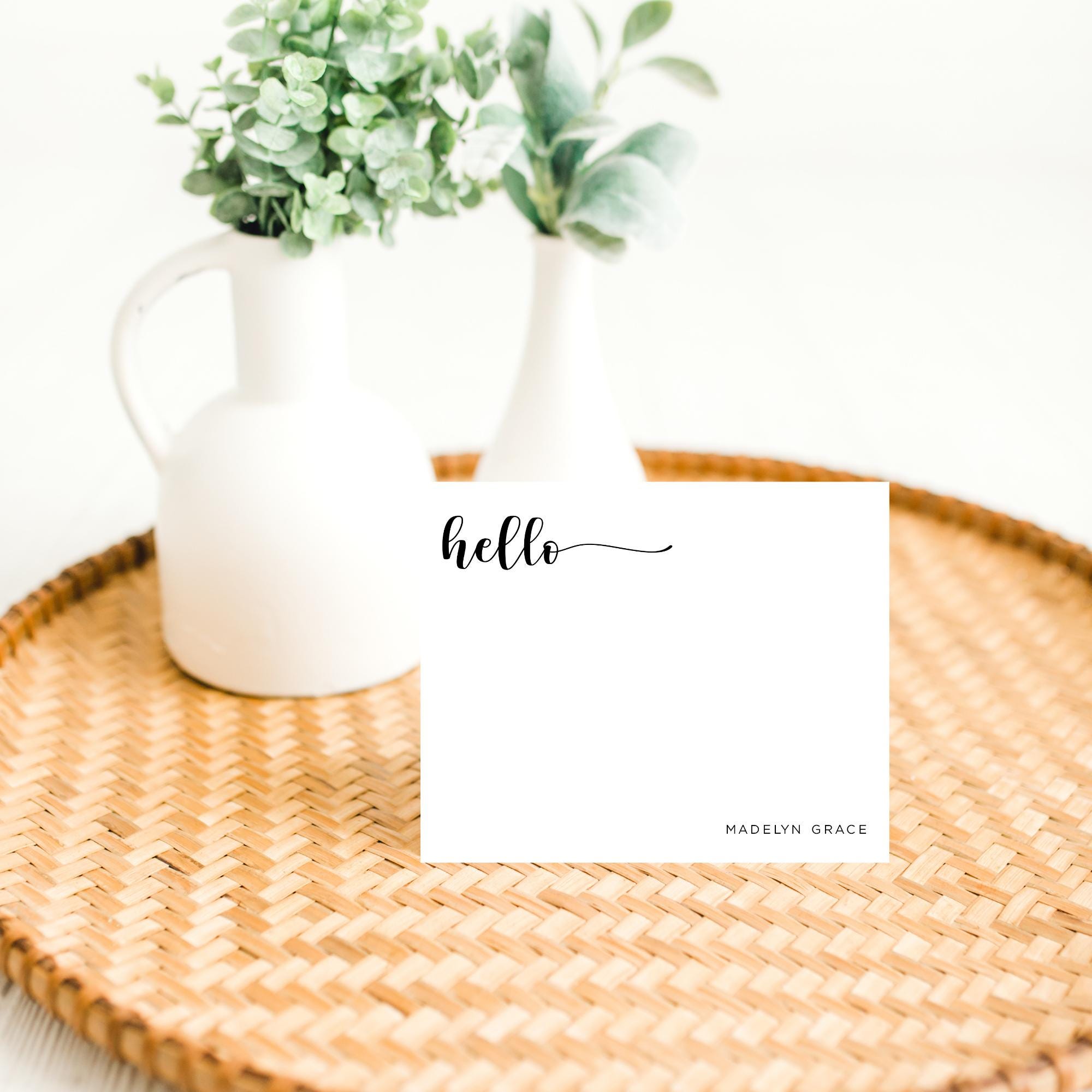 Hello Note Cards and Envelopes Set, Personalized Stationery Cards ...