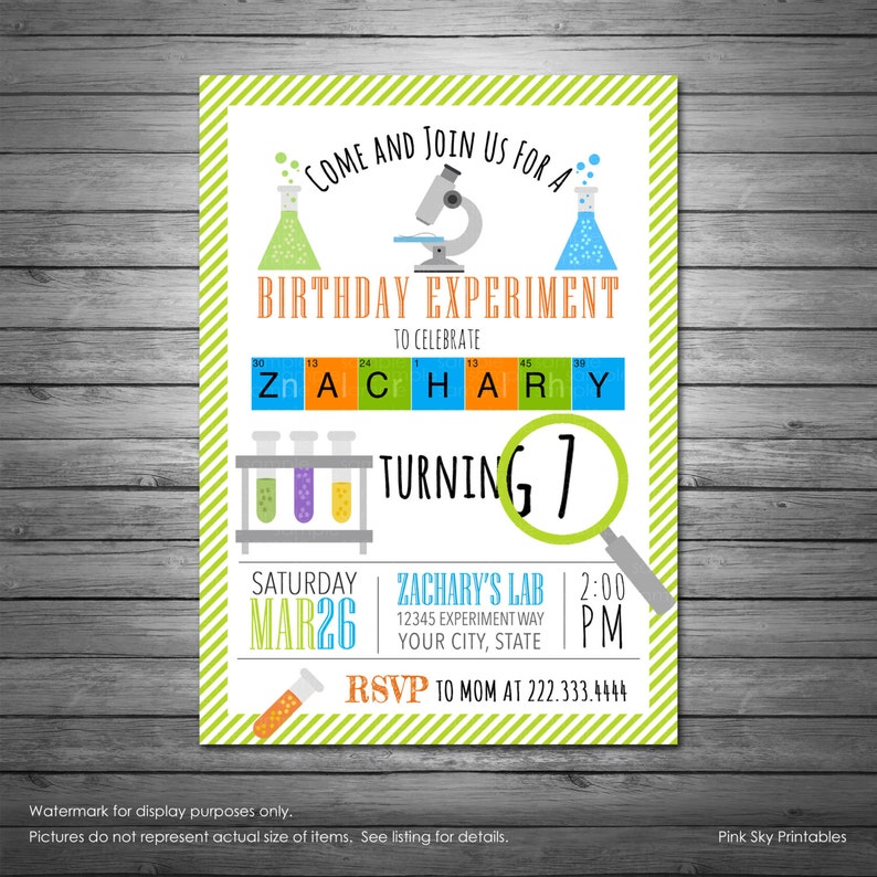 Science Birthday Invitations Science Birthday Science Party Etsy