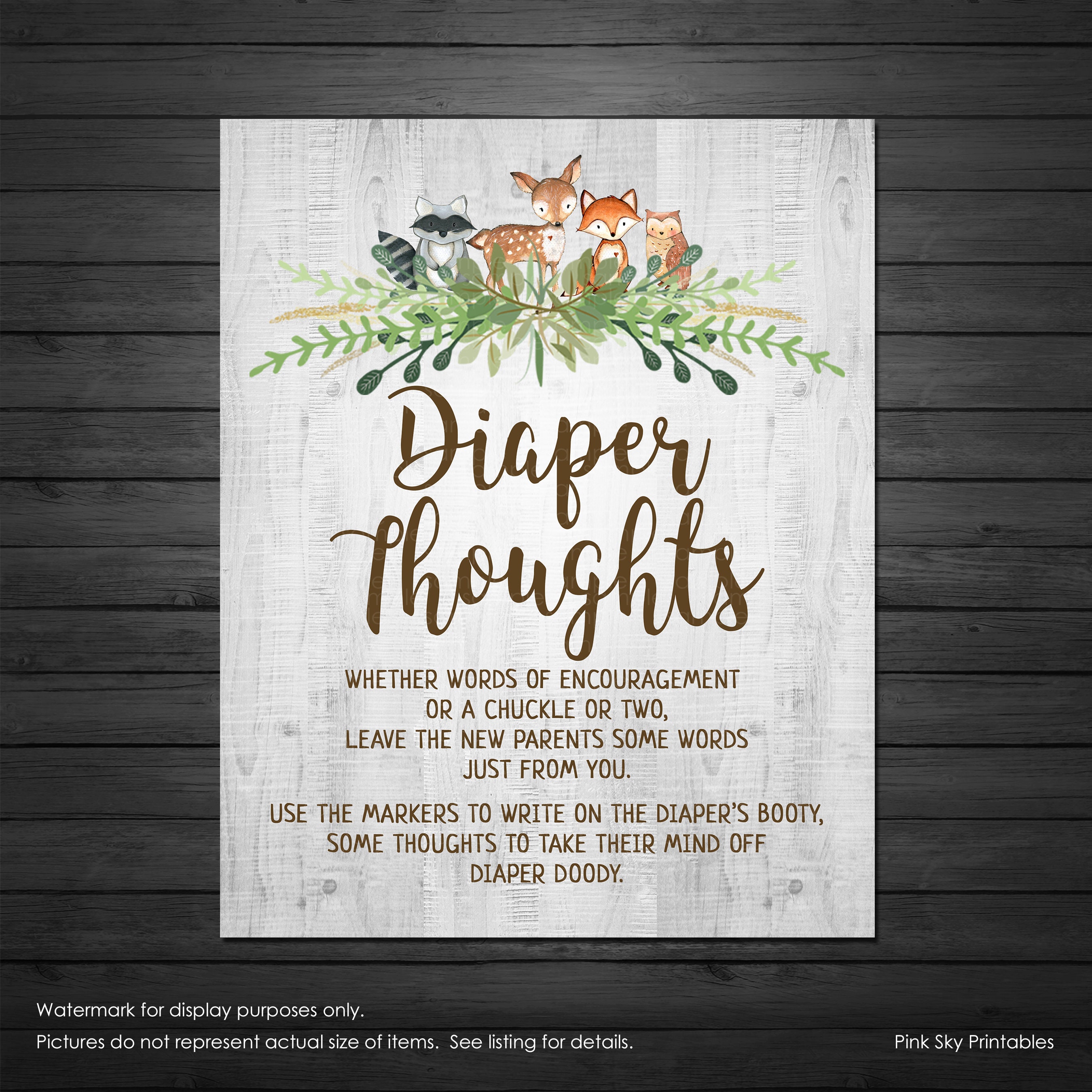 Woodland Diaper Thoughts Sign INSTANT DOWNLOAD Forest | Etsy