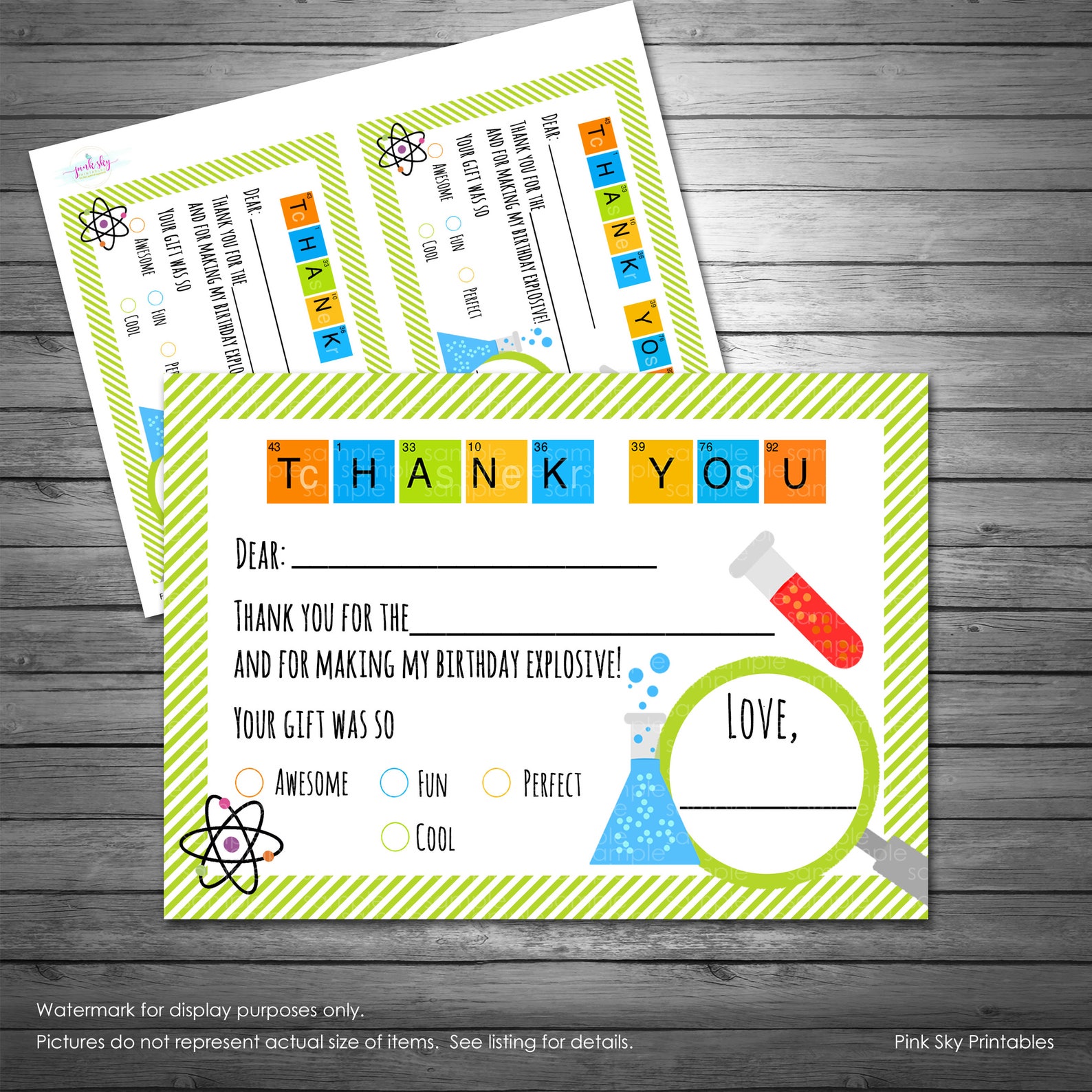 Science Fillable Thank You Cards Digital INSTANT DOWNLOAD - Etsy