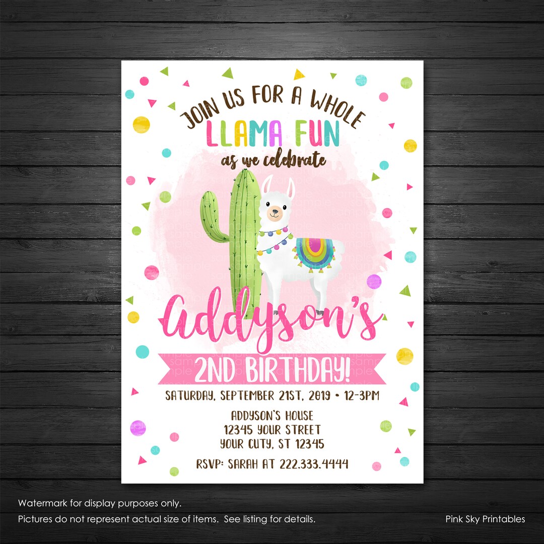 Llama Birthday Invitation, Printable or Printed Invitations, Llama Fun ...