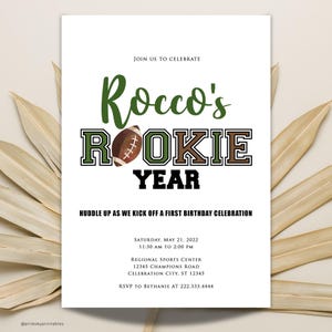 Football Rookie Birthday Invitation, Football First Birthday, Sports Birthday, Football, Rookie Year, Digital Editable Template
