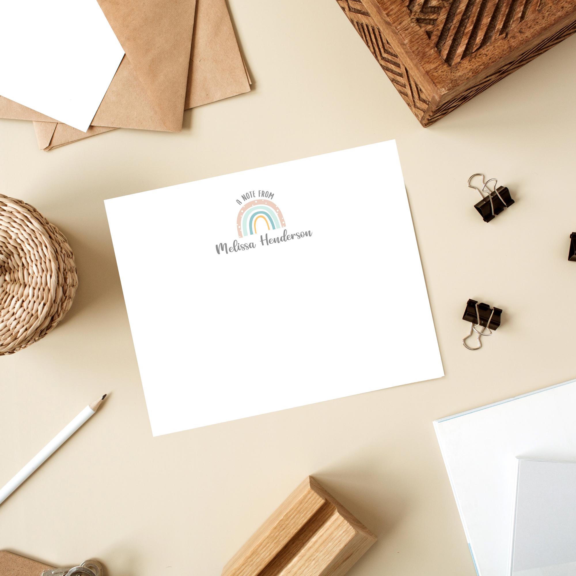 Rainbow Personalized Stationery Note Cards and Envelopes Set ...