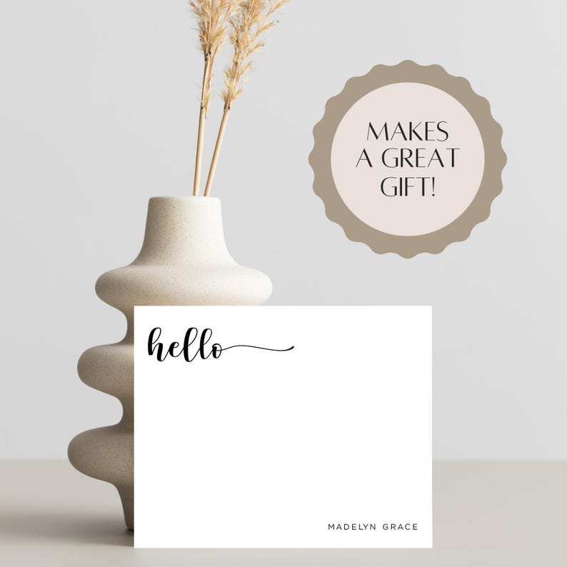 Hello Note Cards and Envelopes Set, Personalized Stationery Cards ...