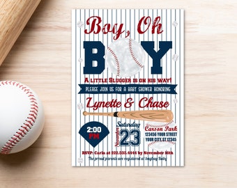 Baseball Baby Shower Invitation, Printable or Printed Invitations, Boy Baseball Baby Shower, Little Slugger, Sports Baby