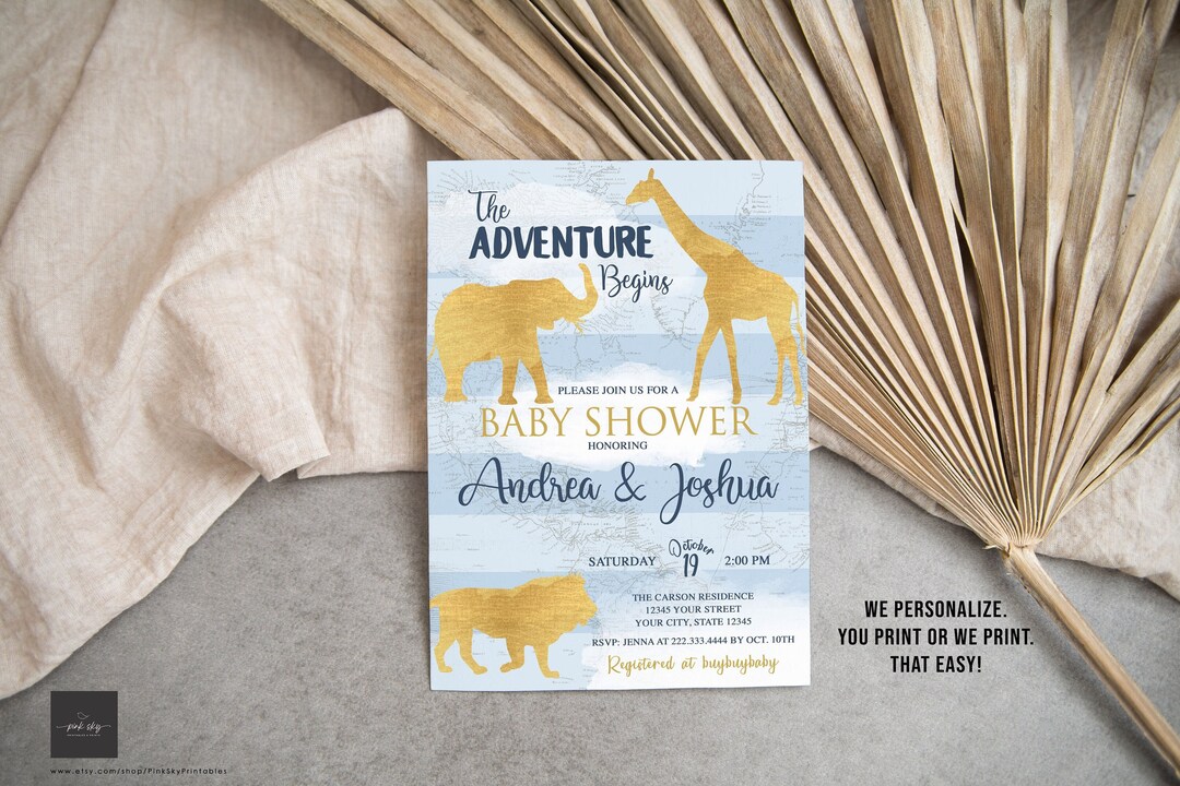 Jungle Baby Shower Invitation, Printable or Printed Invitations, Safari ...