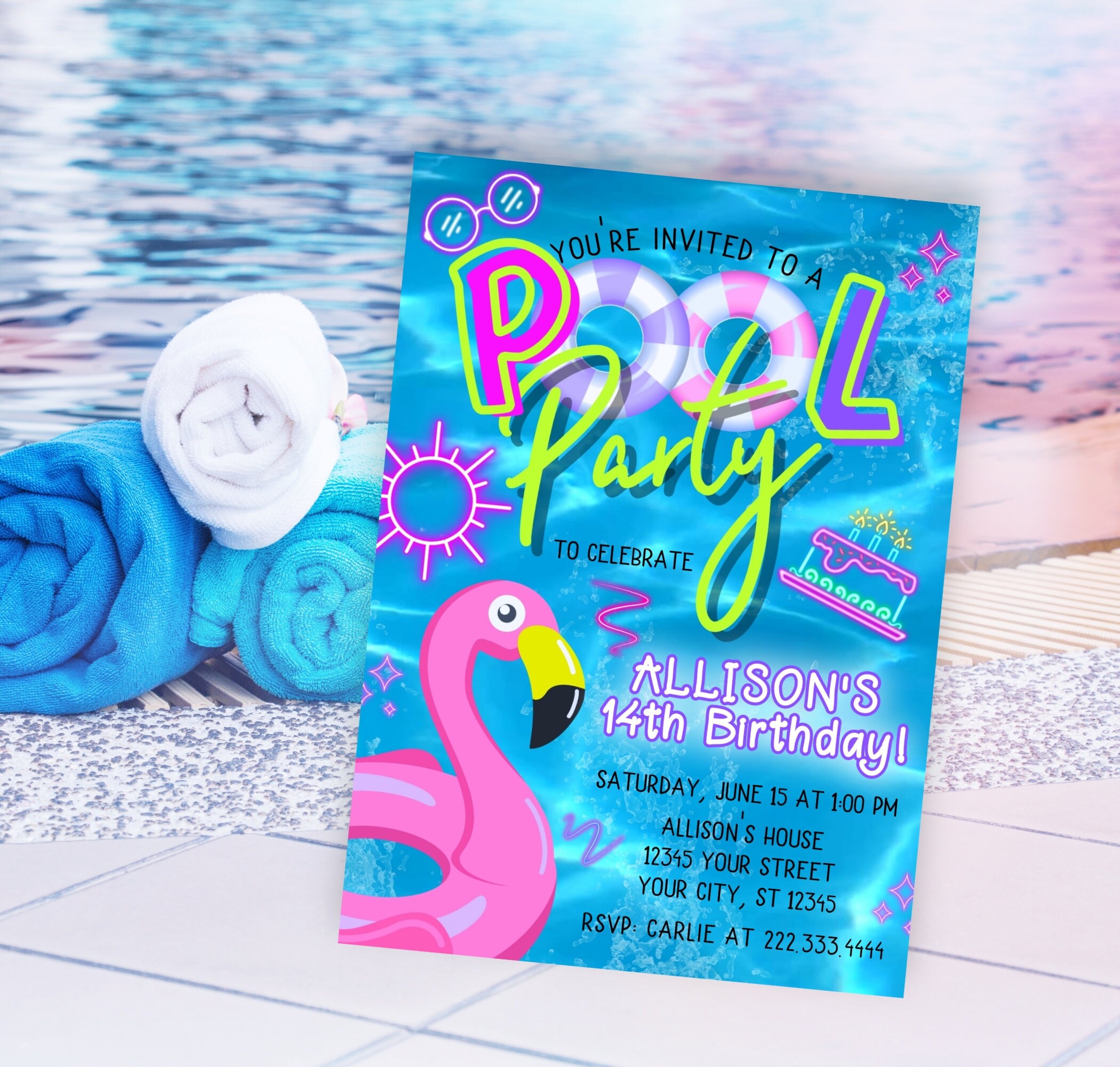 Pool Party Signs, INSTANT DOWNLOAD, End of School Pool Party Signs ...
