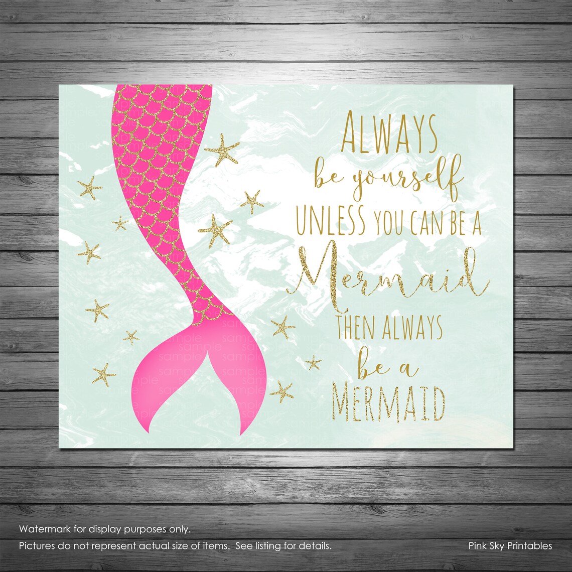 Mermaid Printable 8x10 Print Instant Download Always Be | Etsy