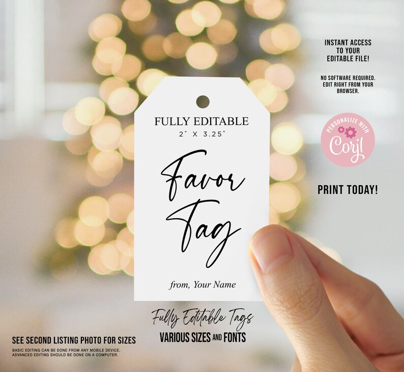EDITABLE Tags, Instant Download, Custom Printable Tags, Various Sizes ...