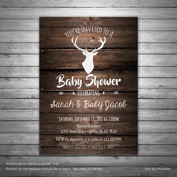 Deer Baby Shower Invitation Little Deer Baby Shower Rustic | Etsy